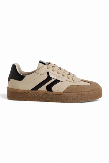 Womens Suede Leather Fashion Sneaker Trainer Shoes - Beige