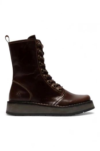 Womens RAMI043 Leather Lace-up Ankle Dress Boots - Brown