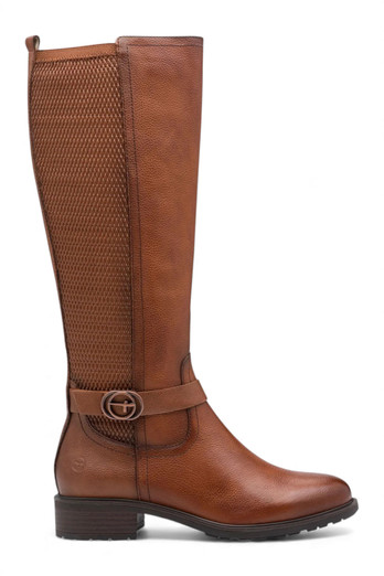 Womens Leather Knee High Riding Boots - Tan
