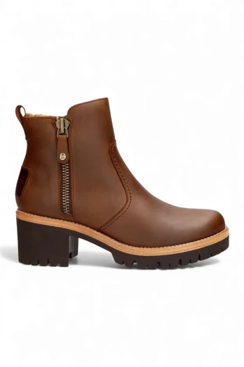 Womens Leather Pauline B9 Heel Winter Ankle Boots - Brown