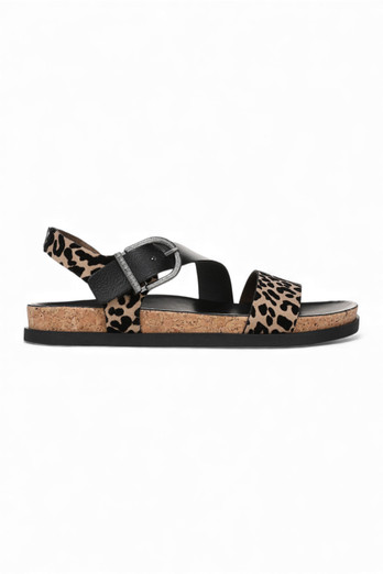 Womens Lance Leopard Footbed Sandals - Brown