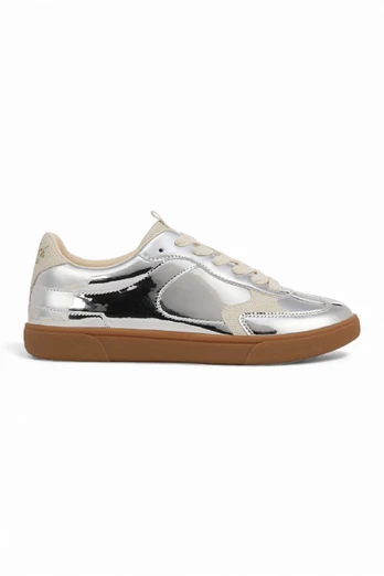 Womens Tastic Lace-Up Fashion Sneakers - Silver