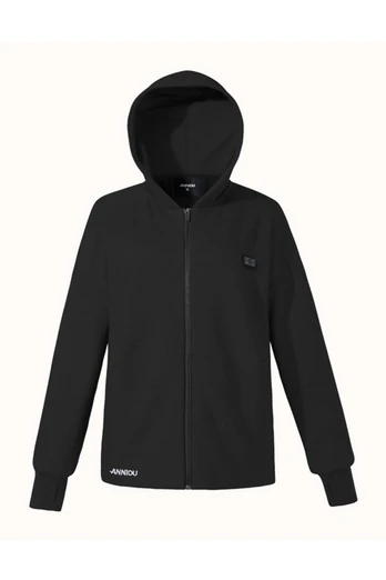 Heated Zip Hoodie Unisex - Black