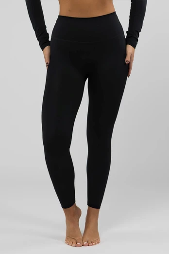 Womens Thermal Base Layer Leggings Full Length - Black
