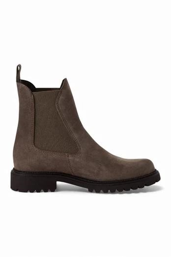 Womens Leather High Chelsea Classic Ankle Boots - Taupe