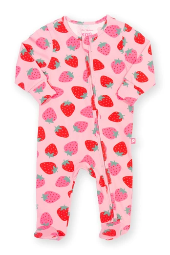 Baby 95% Organic Cotton Zippy Sleepsuit - Berry Brave