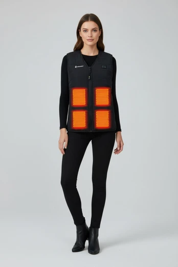 Women's Dual Control V Neck Heated Gilet - Black