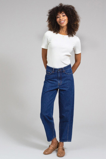 Womens Baiter 100% Cotton Barrel Leg Jeans - Blue