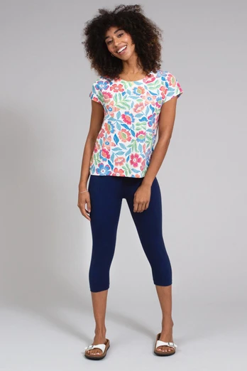Womens Holt 95% Organic Cotton Cropped Leggings - Navy