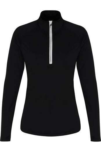 Performance Womens Long Sleeve Quarter Zip Top - Black/White