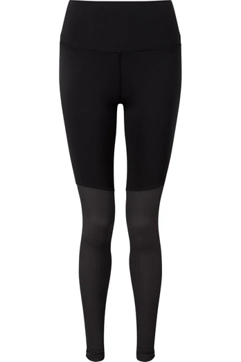 Rib Knit Contrast Womens Bottom Yoga Leggings - Black/Charcoal