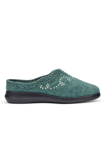 Cuddle Womens Regular Fit Felt Slipper - Teal Green