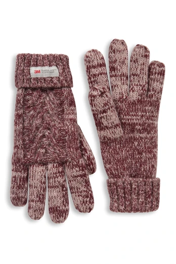 EMS Thinsulate Womens Fleece Lined Gloves - Burgundy