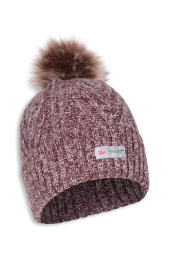 EMS Womens Thinsulate Fleece Lined Cable Beanie - Burgundy