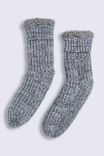 Leo Mens Cosy Grippy Slipper Socks - Navy
