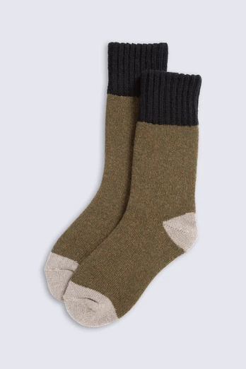 Dallas Mens Chunky Mid Calf Socks - Khaki