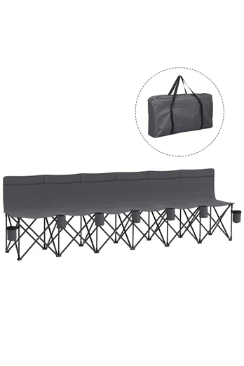 6 Seater Folding Camping Bench - Charcoal grey