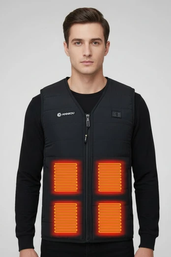 Men's Dual Control V Neck Heated Gilet - Black