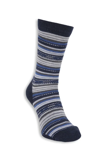 EMS Mens Striped Merino Everyday Crew Sock - Blue