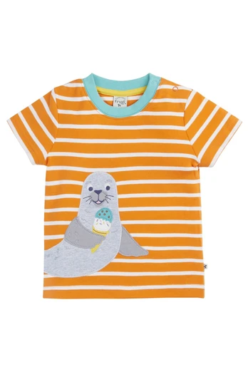 Kids 100% Organic Cotton Scout Circular T-shirt - Spark Breton/Seal
