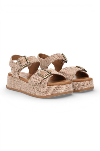 Magical Womens Faux Leather Platform Sandals - Beige