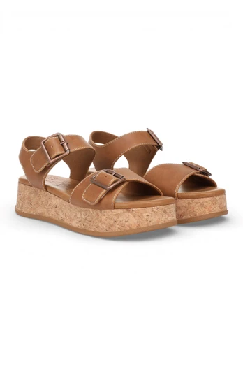 Magical Womens Faux Leather Platform Sandals - Scotch Brown