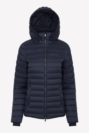 Rose Womens Hooded Equestrian Puffer Jacket - Navy