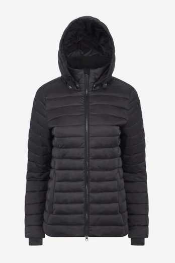 Rose Womens Hooded Equestrian Puffer Jacket - Black
