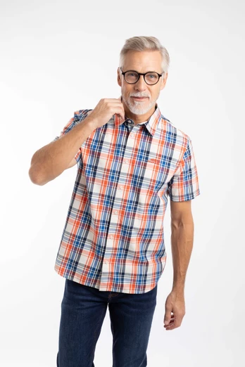 Judd Mens Short Sleeve Check Shirt - Light Cream