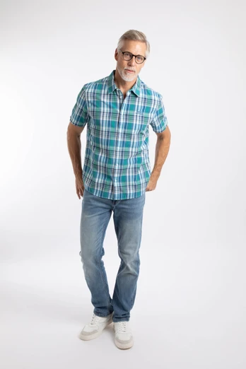 Judd Mens Short Sleeve Check Shirt - Faded Blue
