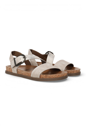 Womens Lance Footbed Strappy Flat Sandals - Cloud White