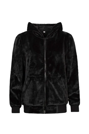 Ladies Warm Soft Fleece Snoodie Hoodie - Black