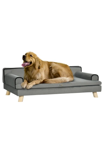 Dog Sofa with Legs and Water-Resistant Fabric - Grey