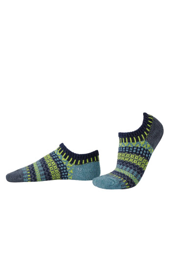 Unisex Mismatched Patterned Ankle Trainer Socks - Lemongrass