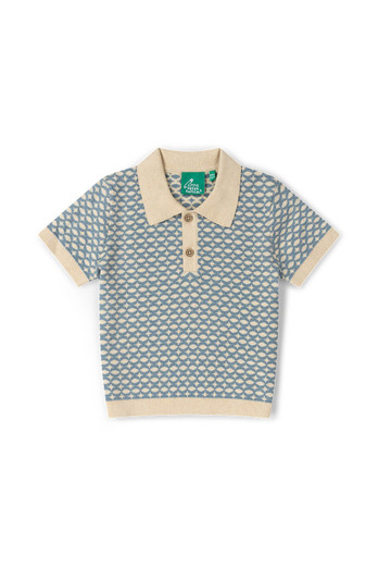 Short Sleeve Kids Knitted Top - Blue