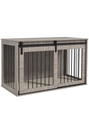 Furniture Dog Crate with Removable Cushion - Brown Large