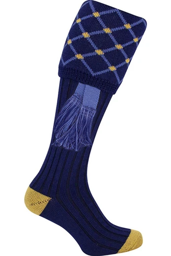 Mens Diamond Shooting Socks with Garters - Navy