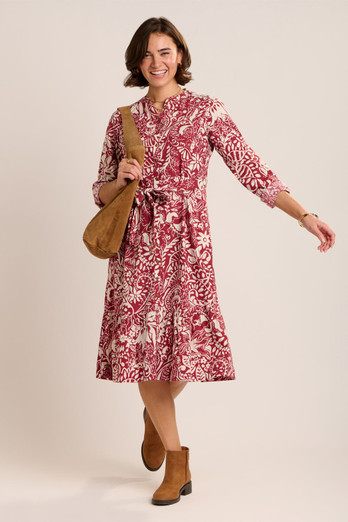 Alise Womens Midi Dress - Burgundy