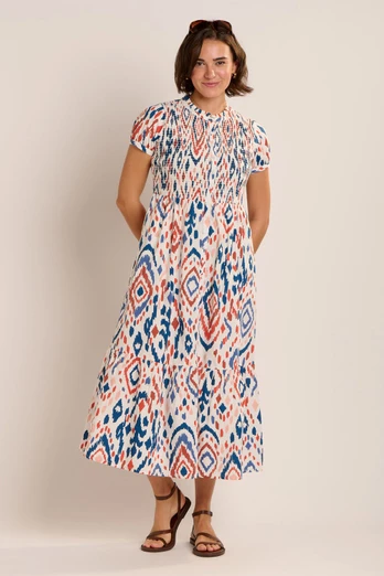Eirini Womens Ikat Printed Maxi Dress - Multi