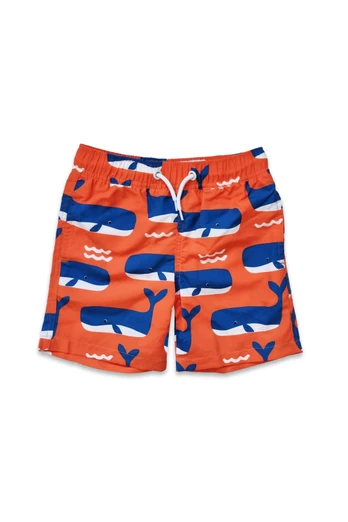 Kids Whale Waves Print Swim Shorts - Multi