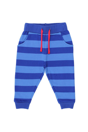 Kids 100% Cotton Striped Joggers - Blue