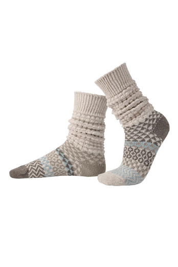 Unisex Mismatched Slouch Sweater Fusion Socks - Seashell