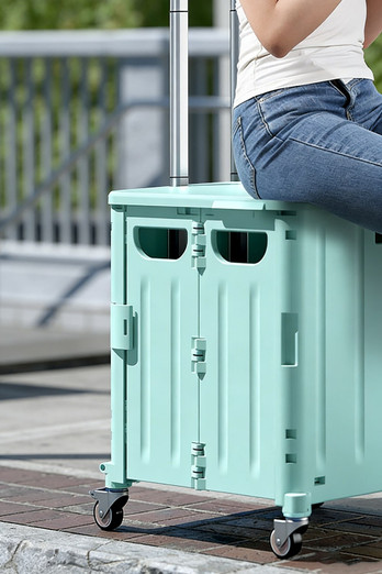 Foldable Shopping Trolley with Wheels - Matcha Green