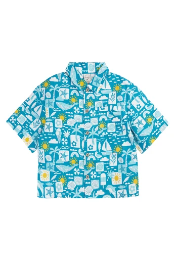 Kids 100% Organic Cotton Ellison Shirt - Blue Beach Times