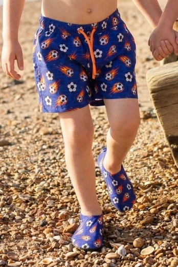 Kid's Messi Footballs Swim Shorts - Blue