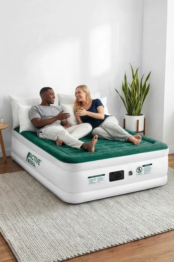 Double Size Comfort Plus Air Bed - Green White