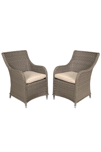 Chester Garden Dining Chairs Set of 2 Cushioned - Rattan Wicker