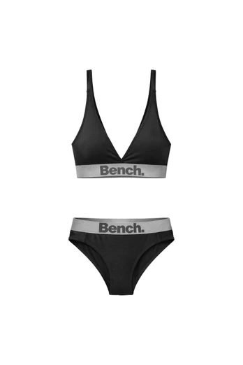 Ladies Cotton Bralette Brief Set Soft Stretch - Black