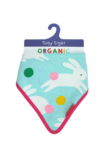 Baby 100% Cotton Bunny Hop Print Dribble Bib - Blue