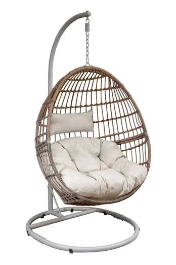 Outdoor Single Rattan Hanging Egg Chair Cushioned - Wicker Rattan Basket